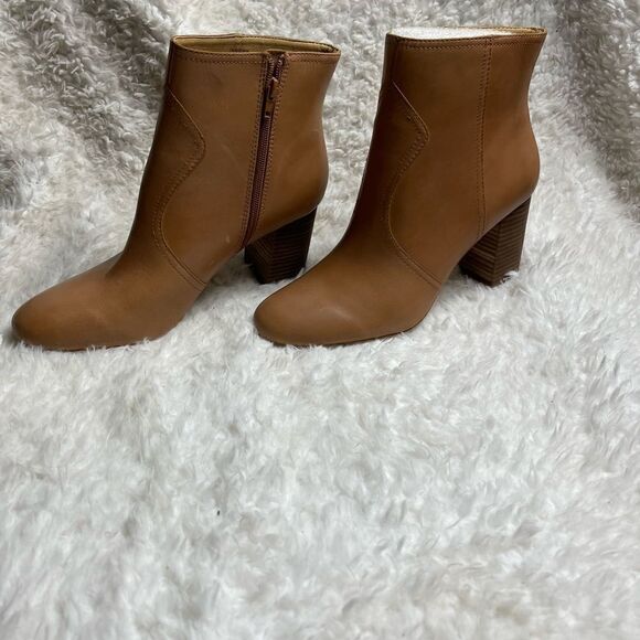 Lucky Brand Sheirin Leather latte Bewell anckle Boots side zipper SZ 10M - Picture 5 of 7